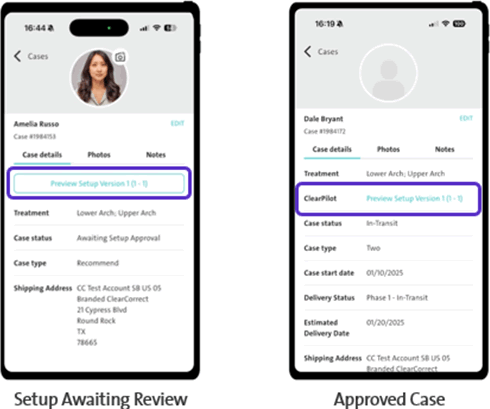 Accessibilità a ClearPilot dall'app Sync.gif